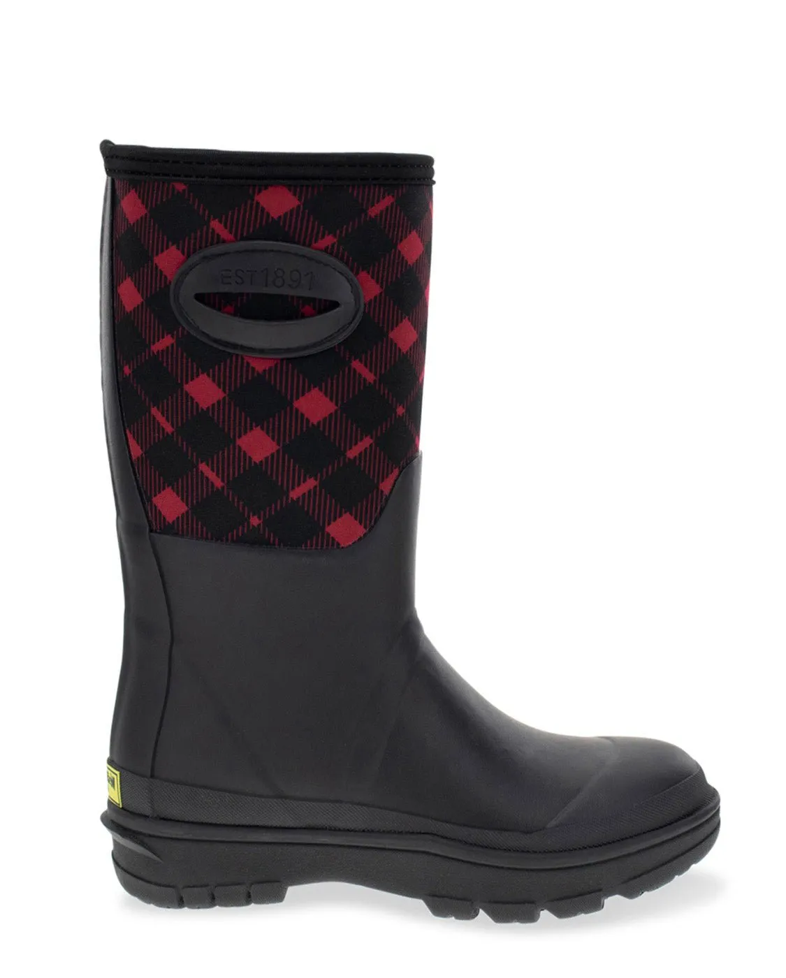 Women's Buffalo Check Neoprene Mid Cold Weather Boot - Black