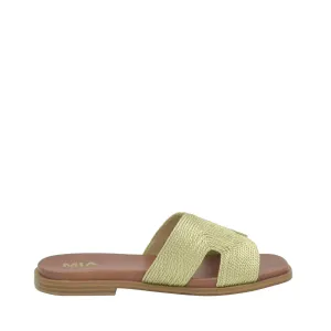 Women's Shoes MIA DIA Woven Slide Sandals MH2641 SOFT GOLD