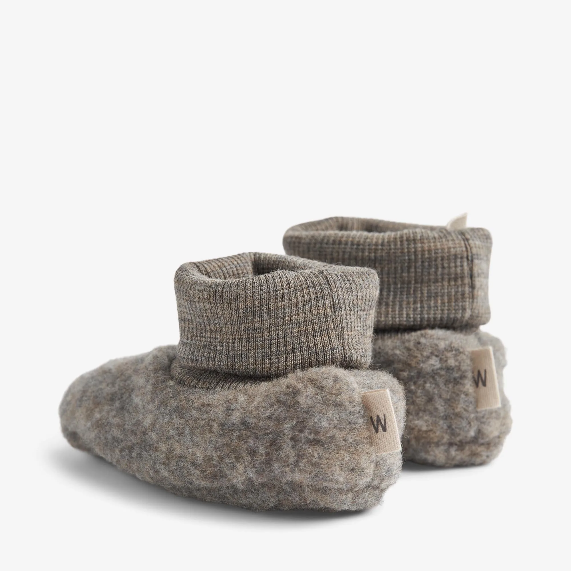 Wool Fleece Booties Lei - brown melange