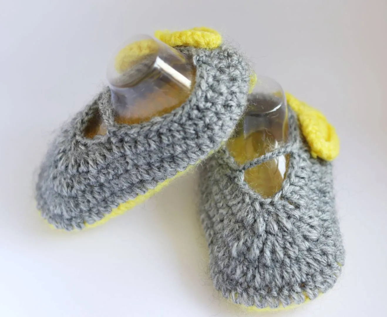 Woolen Soft Sole Grey Booties For Kids