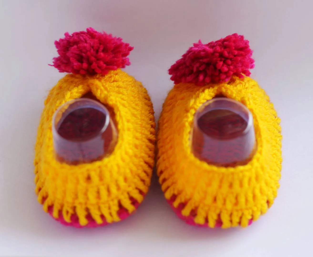 Woolen Soft Sole Yellow Booties For Kids