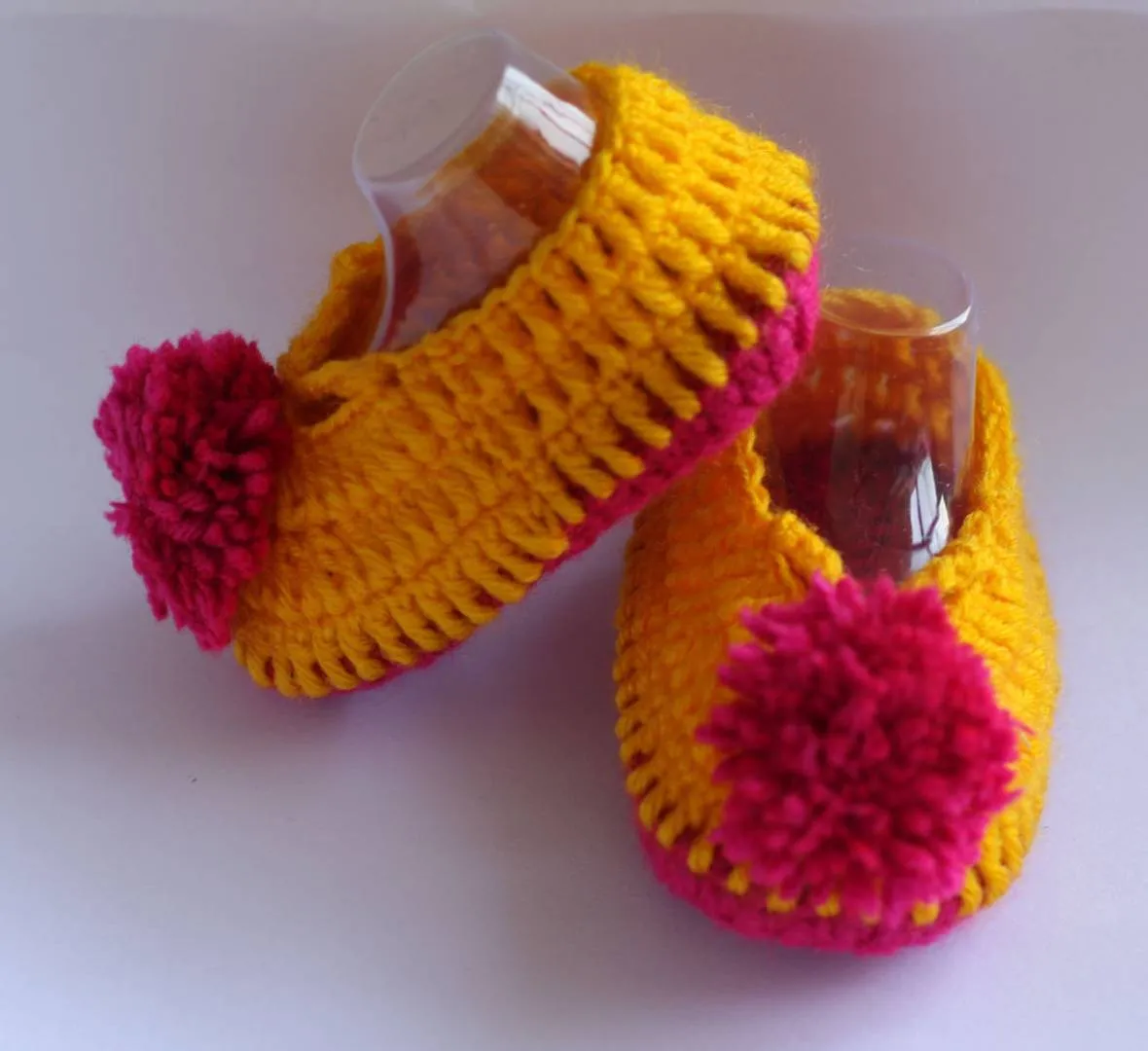 Woolen Soft Sole Yellow Booties For Kids