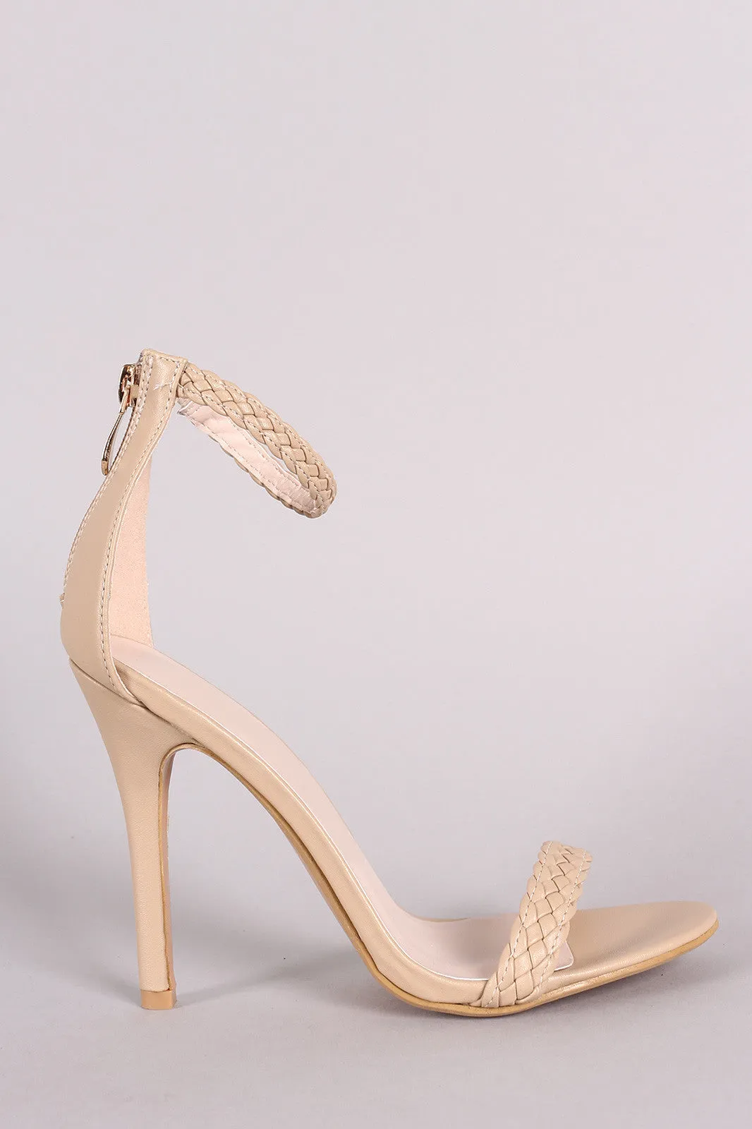 Woven Braided Straps Open Toe Heel