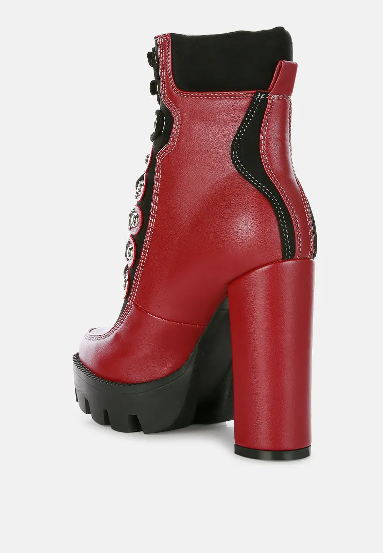 Yeti High Heel Lace Up Biker Boots