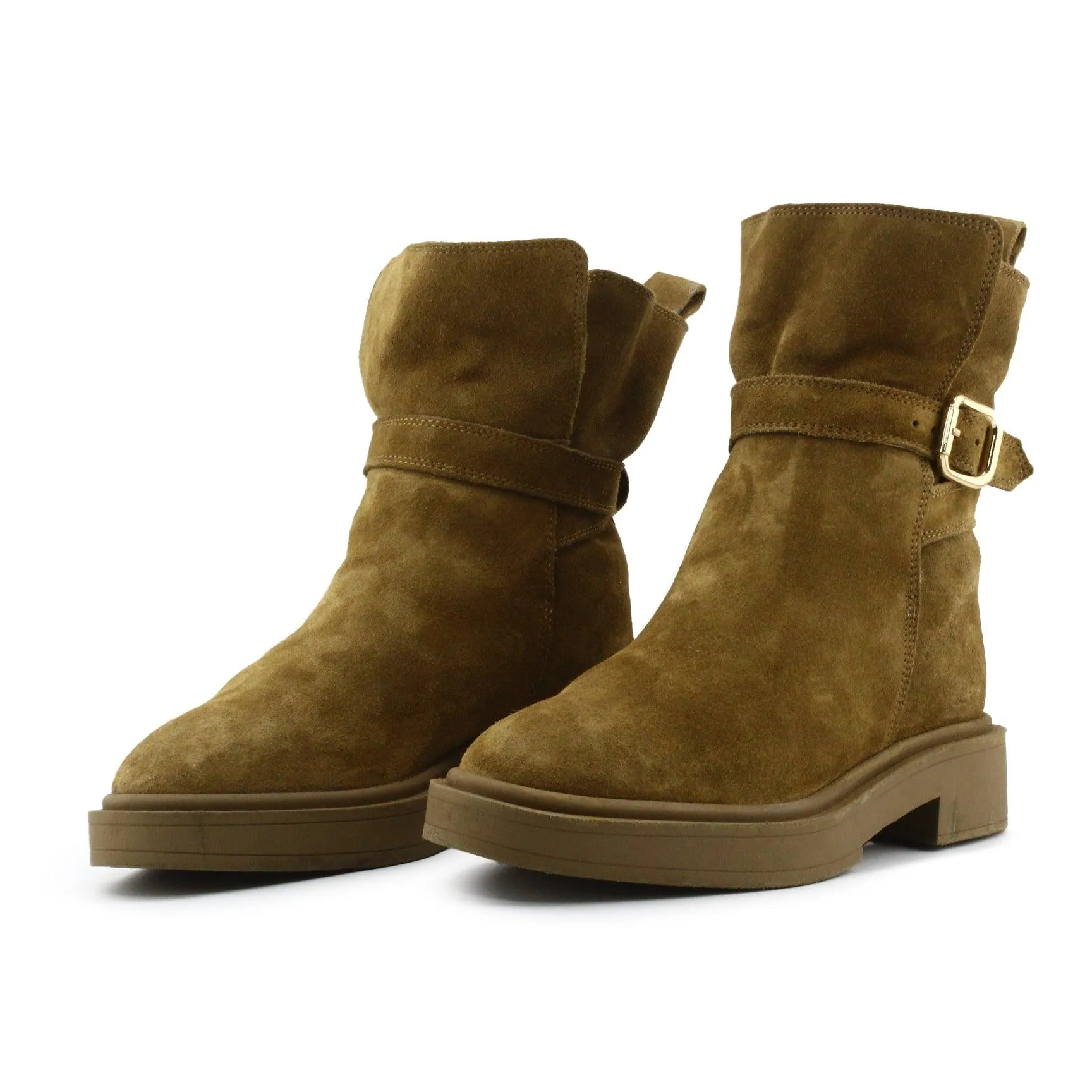 Zara Buckle Straps Snow Boots | Suede