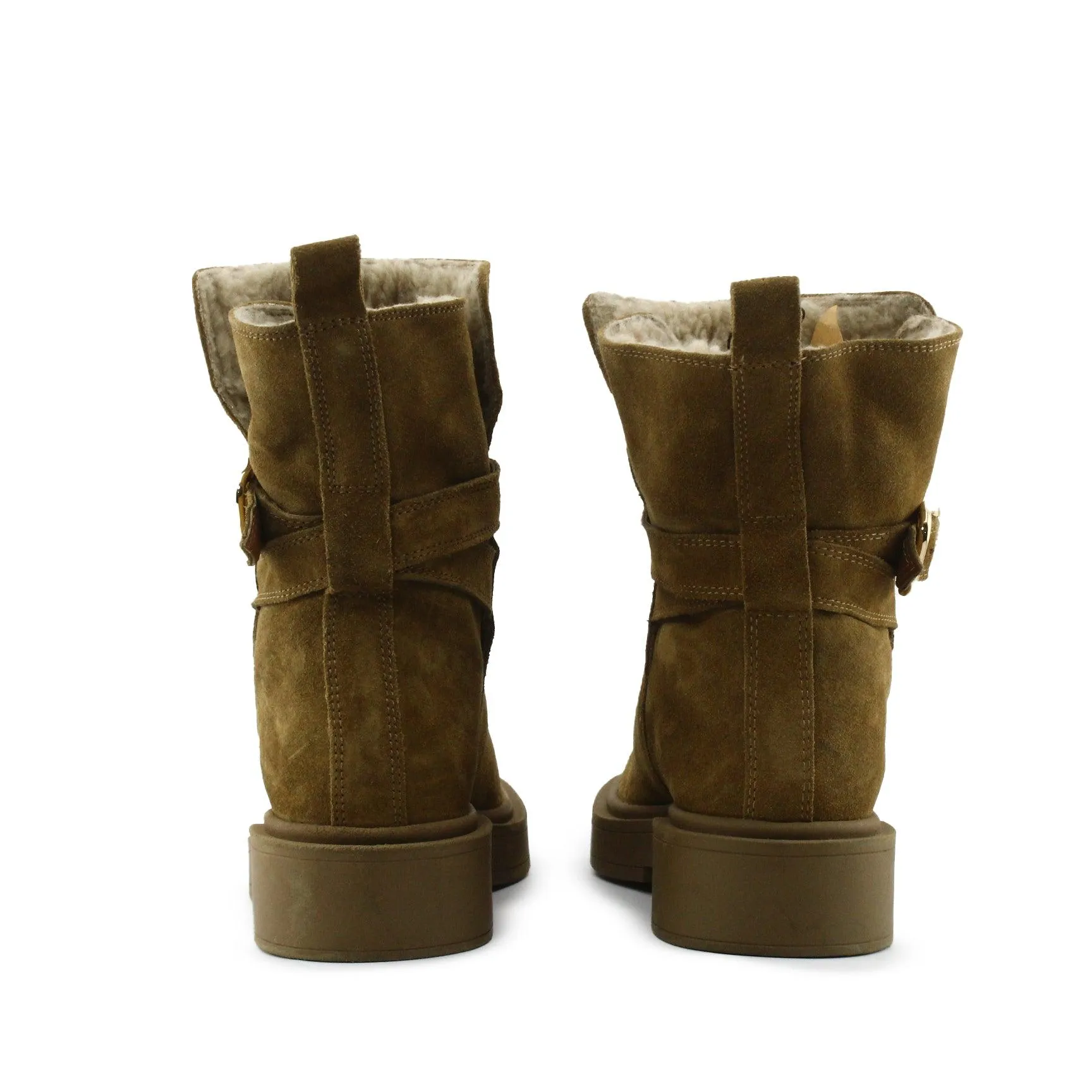 Zara Buckle Straps Snow Boots | Suede